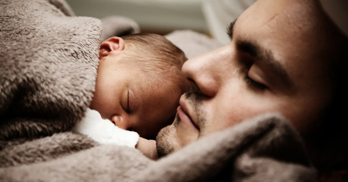 Father and son healthy sleep