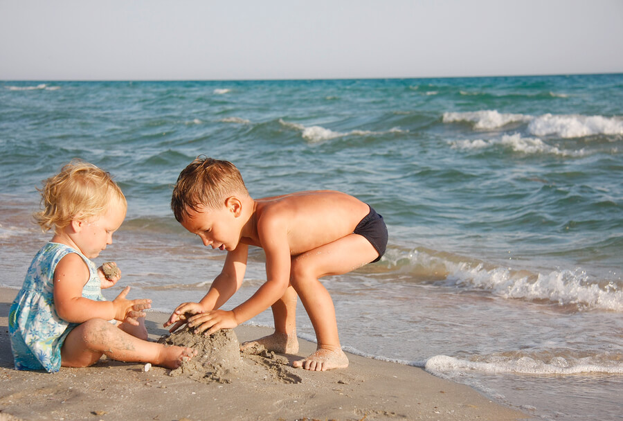 Children playing at beach
