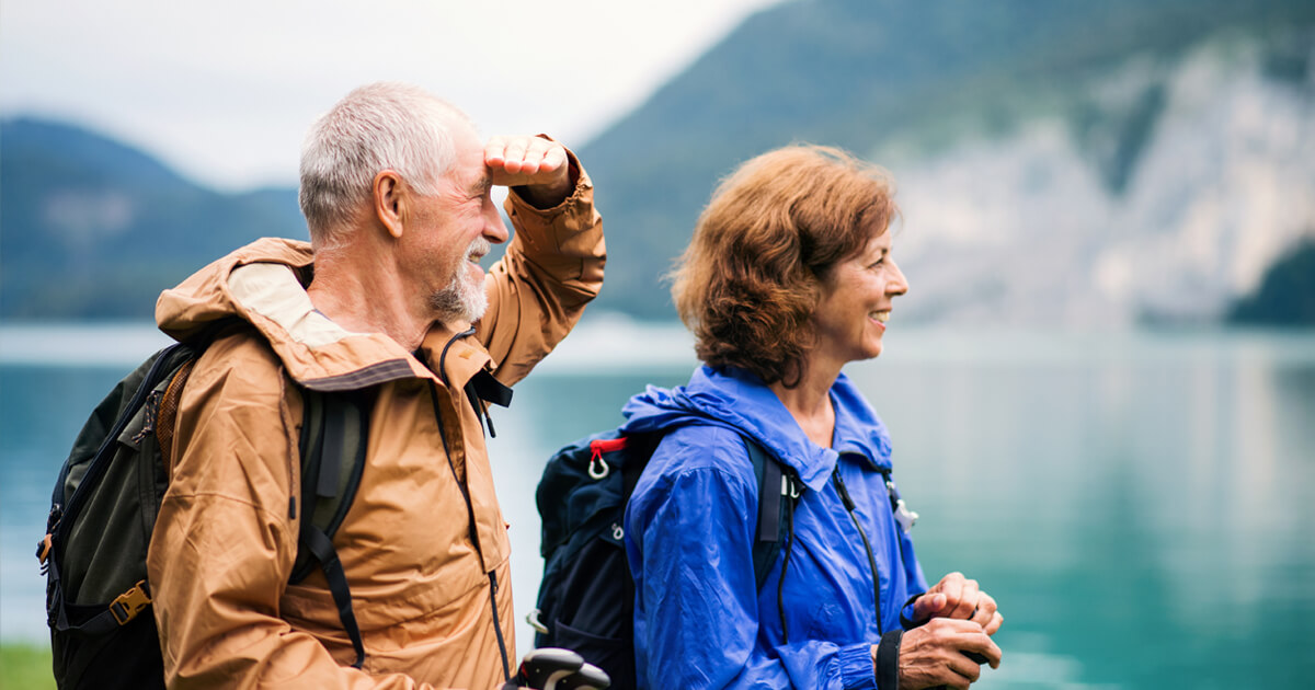 Couple hiking for exercise