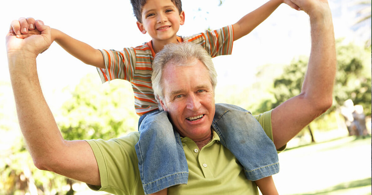 Over 50 grandpa with grandson