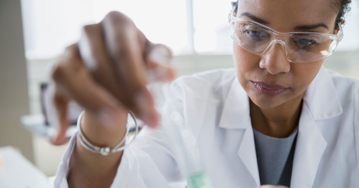 Health advisor reviewing clinical trial data